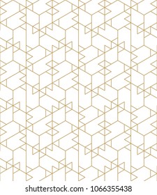 Abstract geometric pattern with crossing thin golden lines on white background. Seamless linear rapport. Stylish fractal texture. Vector rapport to fill the background, laser engraving and cutting.