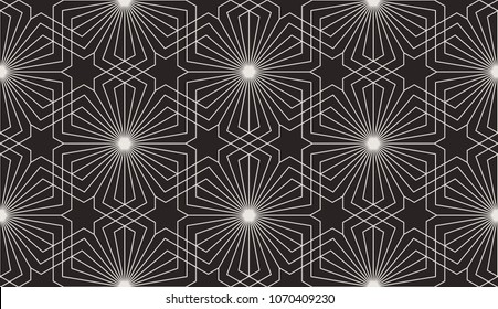Abstract geometric pattern with crossing thin lines and polygons. Seamless linear rapport. Stylish fractal texture. Vector pattern to fill the background, laser engraving and cutting.
