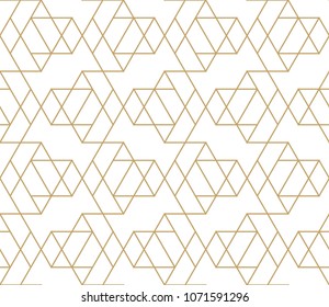 Abstract geometric pattern with crossing thin golden lines on white background. Seamless linear rapport. Stylish fractal texture. Vector rapport to fill the background, laser engraving and cutting.