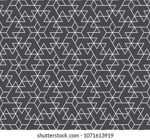 Abstract geometric pattern with crossing thin white lines on grey background. Seamless linear rapport. Stylish fractal texture. Vector pattern to fill the background, laser engraving and cutting.
