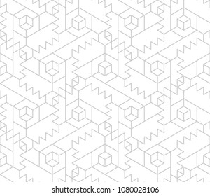 Abstract geometric pattern with crossing thin grey lines on white background. Seamless linear rapport. Stylish fractal texture. Vector pattern to fill the background, laser engraving and cutting.
