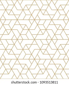 Abstract geometric pattern with crossing thin golden lines on white background. Seamless linear rapport. Stylish fractal texture. Vector rapport to fill the background, laser engraving and cutting.