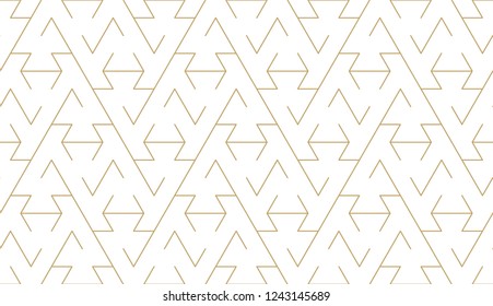 Abstract geometric pattern with crossing thin lines, triangles and polygons. Stylish texture in monochrome color. Seamless linear pattern. Modern swatch for design.