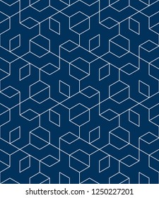 Abstract geometric pattern with crossing thin lines, triangles and polygons. Stylish texture in monochrome color. Seamless linear pattern. Modern swatch for design.