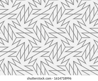 Abstract geometric pattern with crossing thin zigzag lines on light. Seamless linear rapport. Stylish fractal vector monochrome texture. Swatch to fill background, laser engraving and cutting.