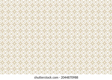 Abstract geometric pattern with crossing thin golden lines on white background. Seamless linear rapport. Stylish fractal texture. Vector pattern to fill the background, laser engraving and cutting.