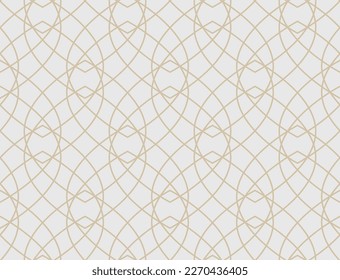 Abstract geometric pattern with crossing thin straight lines. Stylish texture in beige color. Seamless linear pattern.