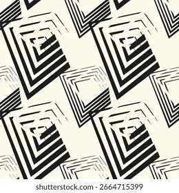 Abstract geometric pattern with crossing thin zigzag lines, triangles and polygons. Stylish texture in monochrome color. Seamless linear pattern. Modern swatch for design.