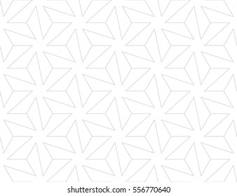 Abstract geometric pattern with crossing thin gray lines on white background. Seamless linear rapport. Stylish vector texture.