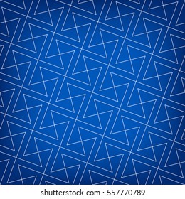 Abstract geometric pattern with crossing thin white lines on blue background. Seamless linear rapport. Stylish vector texture.  
