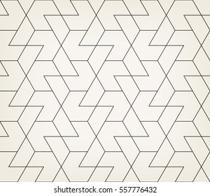 Abstract geometric pattern with crossing thin black lines on light gray background. Seamless linear rapport. Stylish vector texture.  
