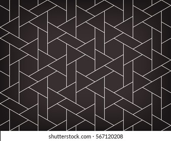 Abstract geometric pattern with crossing thin white lines on black background. Seamless linear rapport. Stylish vector texture.