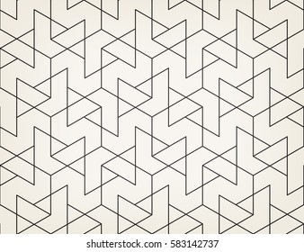 Abstract geometric pattern with crossing thin dark lines on light background. Seamless linear rapport. Stylish vector texture. 