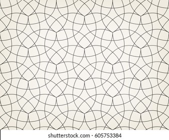 Abstract geometric pattern with crossing thin dark lines on light background. Seamless linear rapport. Stylish vector texture. Perfect rapport to fill the background, laser engraving and cutting