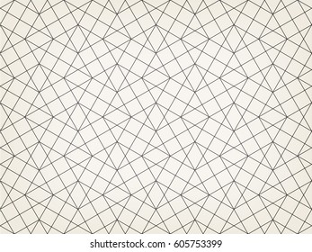 Abstract geometric pattern with crossing thin dark lines on light background. Seamless linear rapport. Stylish vector texture. Perfect rapport to fill the background, laser engraving and cutting