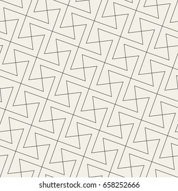 Abstract geometric pattern with crossing thin black lines on light gray background. Seamless linear rapport. Stylish vector texture.
