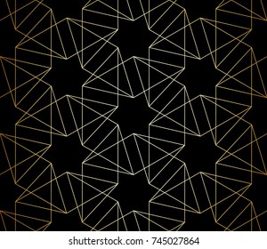 Abstract geometric pattern with crossing thin lines, stars and polygons. Seamless linear rapport. Stylish fractal texture. Vector rapport to fill the background, laser engraving and cutting.