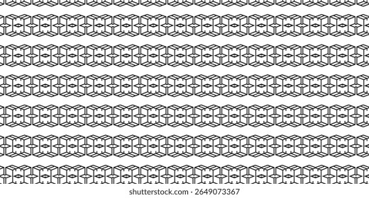 Abstract geometric pattern with cube-inspired shapes, creating a sharp, optical illusion effect in black and white.