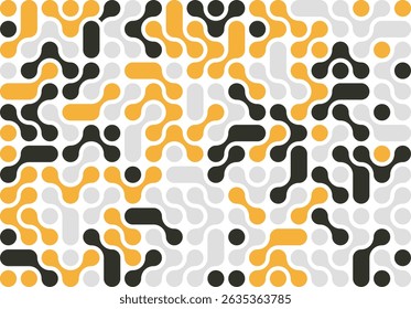 Patrón geométrico Abstractas con Formas curvas en amarillo, negro y gris sobre fondo blanco | Fondo moderno, Vector sin costuras, diseño curvo