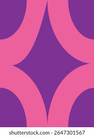 Abstract geometric pattern with curved shapes in pink and purple tones, flat graphic style, seamless design on a solid background. Concept of modern art. Vector illustration