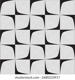 Abstract geometric pattern with curved squares and black background