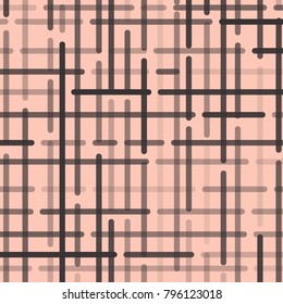 Abstract geometric pattern with dark gray rounded lines on light pink background. Vector illustration