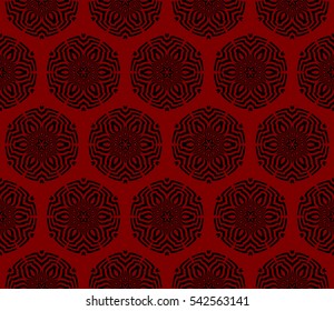 Abstract geometric pattern. Decorative floral ornament. Vector illustration. black and red