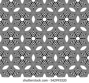 Abstract geometric pattern. Decorative floral ornament. Vector illustration. black and white
