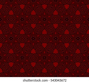 Abstract geometric pattern. Decorative floral ornament. Vector illustration. black and red