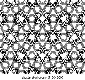 Abstract geometric pattern. Decorative floral ornament. Vector illustration. black and white