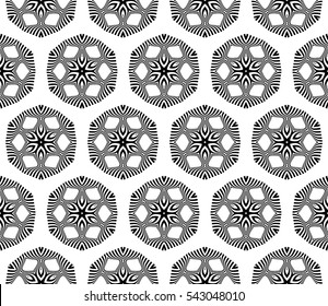 Abstract geometric pattern. Decorative floral ornament. Vector illustration. black and white