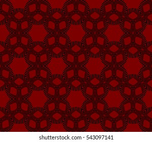 Abstract geometric pattern. Decorative floral ornament. Vector illustration. black and red