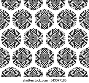 Abstract geometric pattern. Decorative floral ornament. Vector illustration. black and white