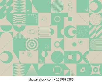 Abstract geometric pattern design artwork with simple shapes and forms colored with subtle and delicate colors palette. Perfect for web banner, business presentation, backdrop prints, fabric textile.