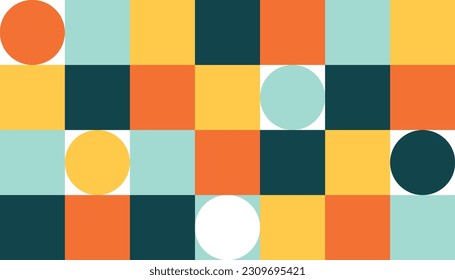 Abstract geometric pattern design background vector. Wallpaper design with circle, semi circle, square shape. Modern and trendy illustration perfect for decor, cover, print.