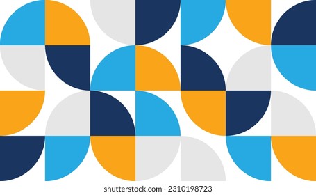 Abstract geometric pattern design background vector. Wallpaper design with circle and semi circle shape. Modern and trendy illustration perfect for decor, cover, print.