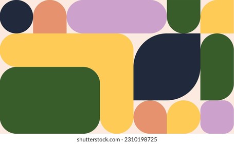Abstract geometric pattern design background vector. Wallpaper design with square and circle shape. Modern and trendy illustration perfect for decor, cover, print.