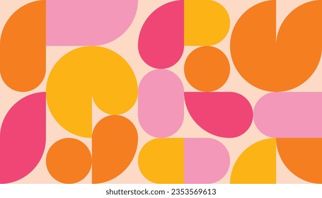 Abstract geometric pattern design background vector. Wallpaper design with circle and semicircle shape. Modern and trendy illustration perfect for decor, cover, print, banner.