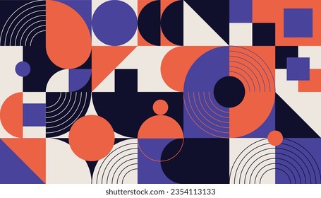 Abstract geometric pattern design background vector. Wallpaper design with triangle, circle, line, square and polygon shape. Modern and trendy illustration perfect for decor, cover, print, banner.