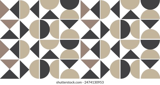 Abstract geometric pattern design background vector. Wallpaper designs with circle and semicircle shapes.