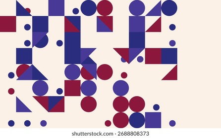 Projeto de padrão geométrico abstrato com círculos quadrados e triângulos gráfico
