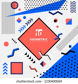 Abstract geometric pattern design memphis style for fashion in colorful tone  background. Vector illustration