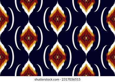 abstract geometric pattern design on black background For background or wallpaper, Ikat geometric folk ornament. Ethnic vector texture. Seamless pattern in Aztec style.