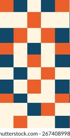 Projeto de padrão geométrico abstrato com quadrados brancos azuis laranja