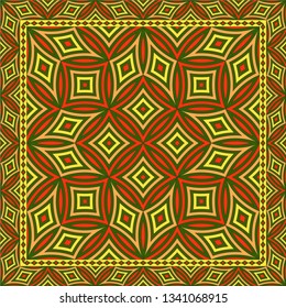 Abstract geometric pattern.  Design for print on silk neck scarf, kerchief, pillow, bandana, carpet.