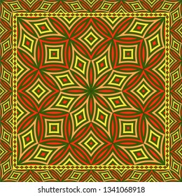 Abstract geometric pattern.  Design for print on silk neck scarf, kerchief, pillow, bandana, carpet.