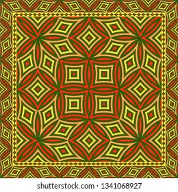 Abstract geometric pattern.  Design for print on silk neck scarf, kerchief, pillow, bandana, carpet.