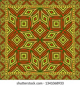 Abstract geometric pattern.  Design for print on silk neck scarf, kerchief, pillow, bandana, carpet.