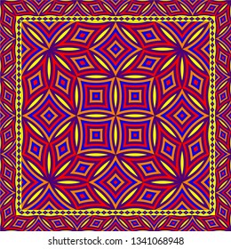 Abstract geometric pattern.  Design for print on silk neck scarf, kerchief, pillow, bandana, carpet.