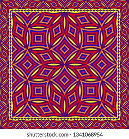 Abstract geometric pattern.  Design for print on silk neck scarf, kerchief, pillow, bandana, carpet.